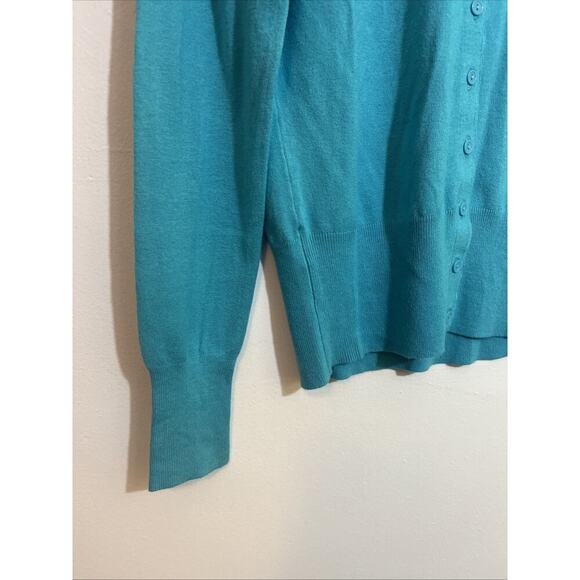 Long Tall Sally M Blue Sweater Cardigan Lightweight Cute Spring Piece Grandpa - Picture 4 of 7